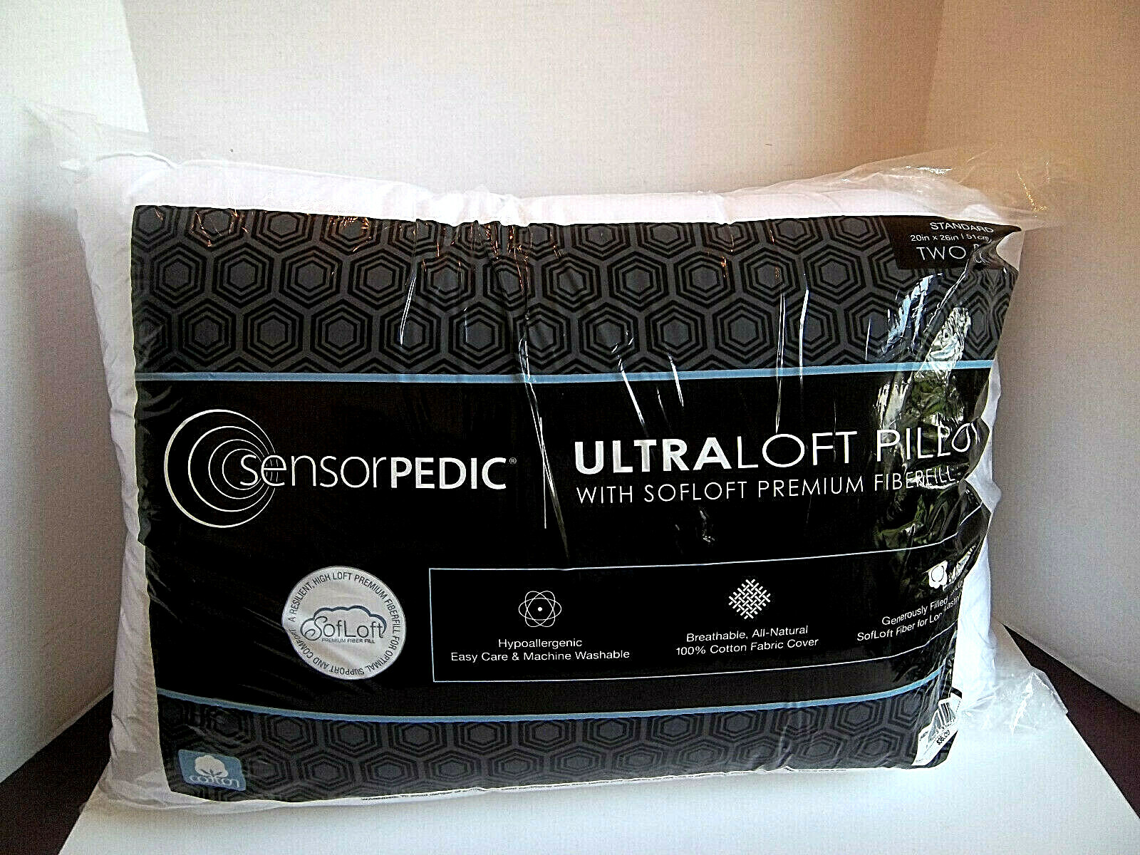 SensorPedic 2-Pack UltraLoft SofLoft Bed Pillow Pillows Standard Size 20x26