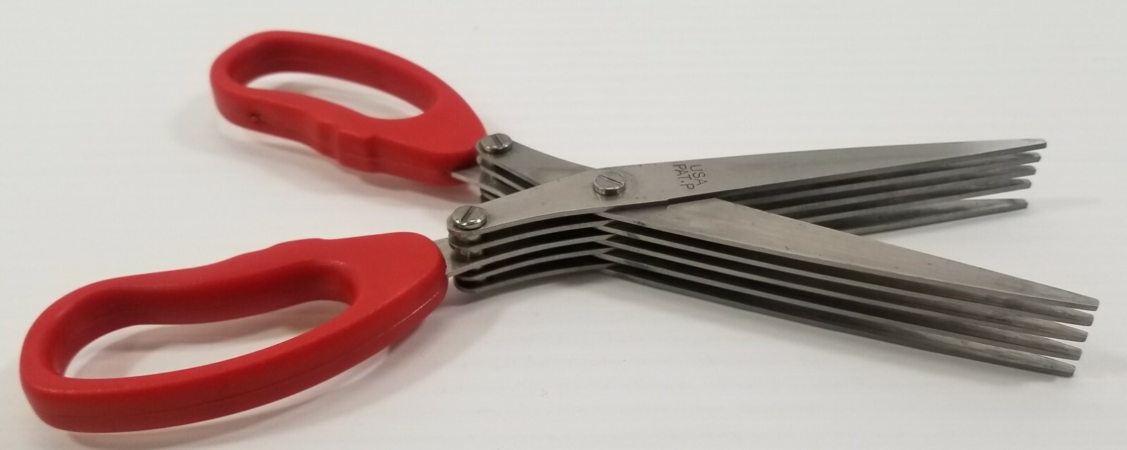 d5) Red Document Kitchen Herb Shredding 5 Blade Scissors Multipurpose Shears USA