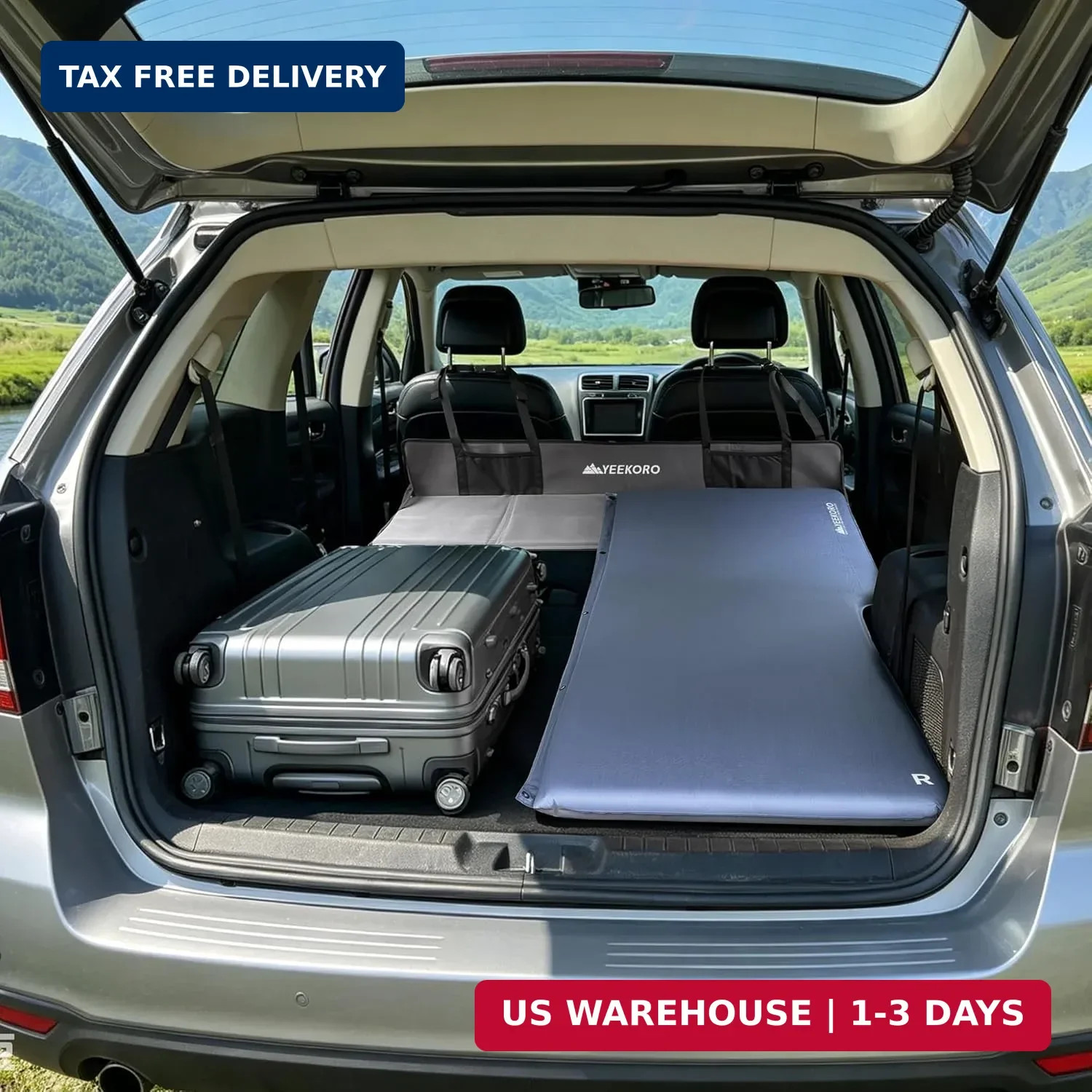 SUV Air Mattress, Self-Inflating Car Bed for Sleeping, 8 R-Value Car Camping Mat