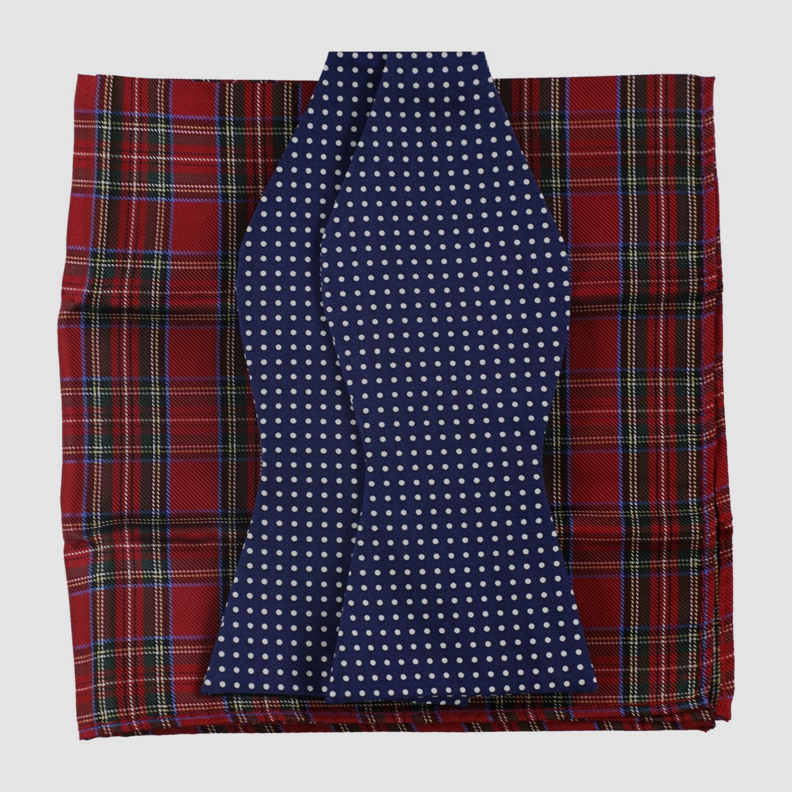 Tommy Hilfiger Men Blue Red To-Tie Silk Bow Tie & Silk Pocket Square Set