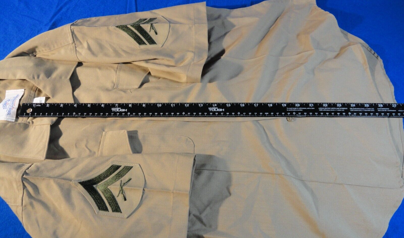 DSCP USMC MARINE CORPS KHAKI SHADE QUARTER SLEEVE UNIFORM BUTTON UP SHIRT 16