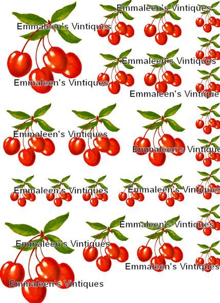 Vintage Image Fruit Cherries, Cherries Waterslide Decals  FRU712