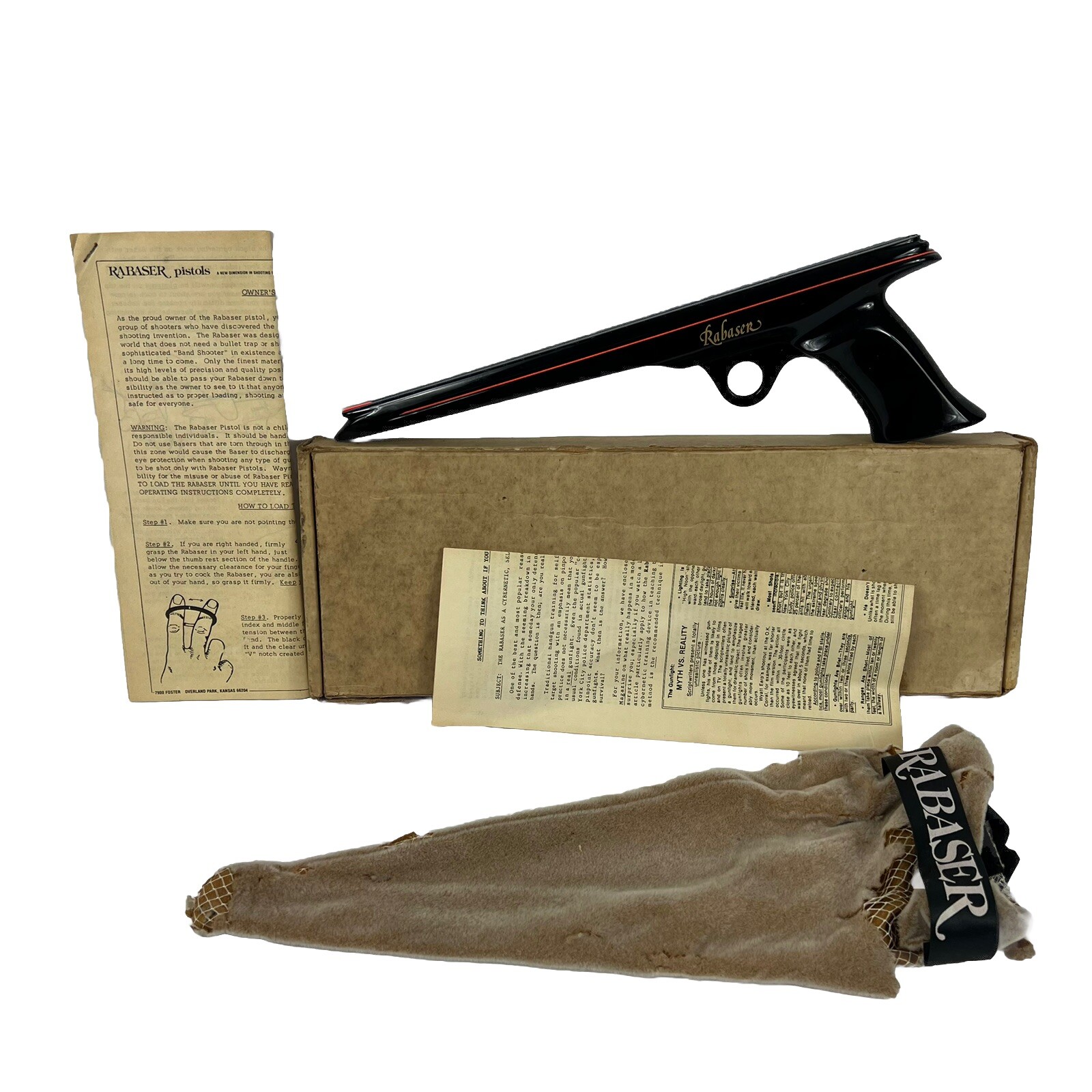 Vintage Rabaser Precision Target Rubber Band Pistol Gun 1980’s Box Manual Clean