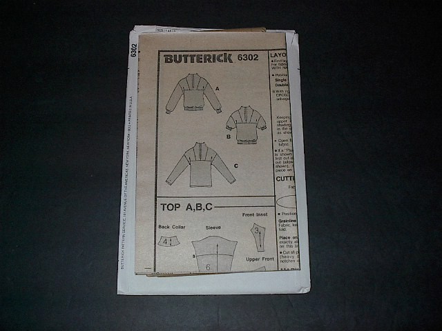 Butterick Pattern 6302 Misses' Very Loose-Fitting Pullover Top w/Variations 8~12