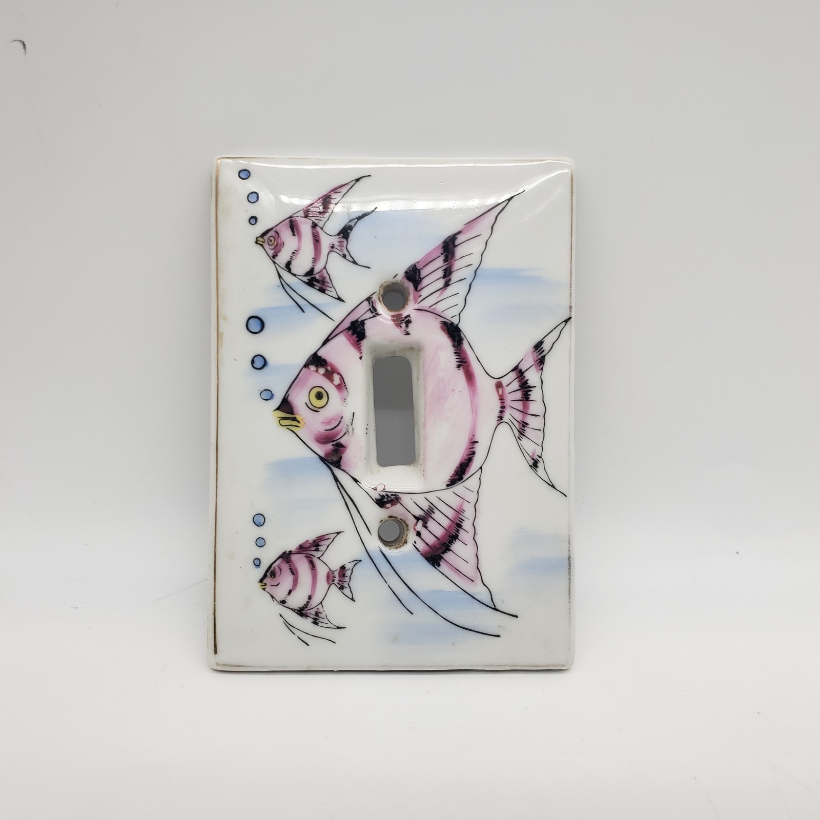 Vintage Angel Fish Porcelain Light Switch Outlet Cover Kelvin Fine China