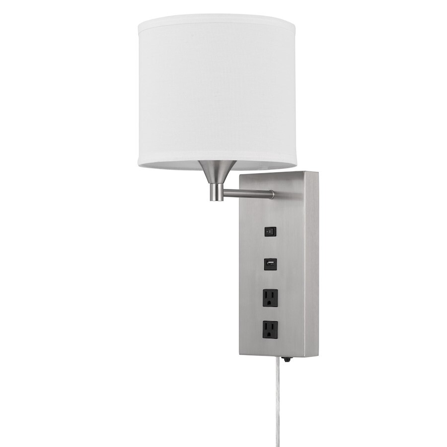 Cal Lighting 19"H 1 Light Metal Wall Lamp, Steel/White - LA-8049WL-1
