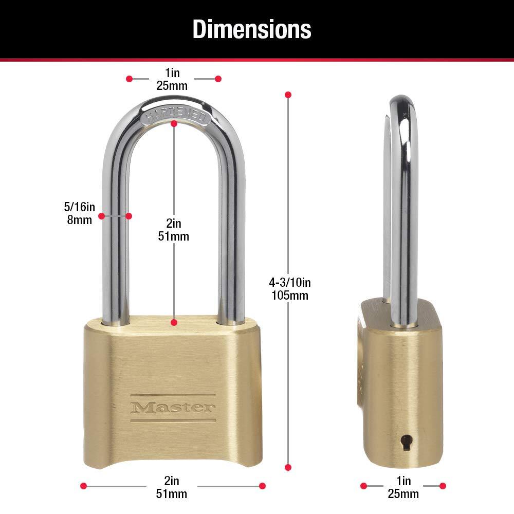 Master Lock 175DLH 2in Wide Combination Padlock with Extra Long Shackle
