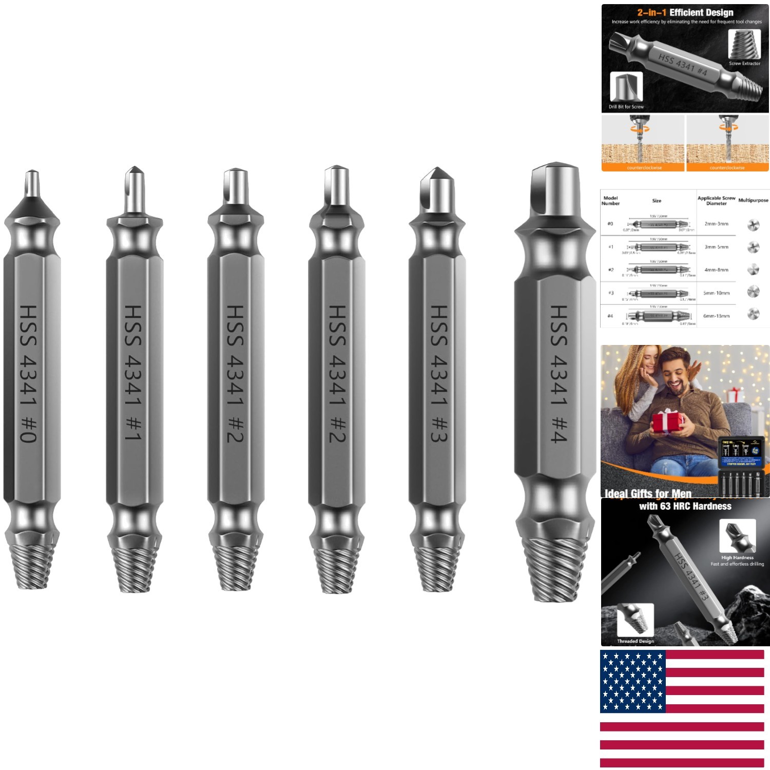 6 PCS Screw Extractor Kit - High-Speed Steel for Effortless Extraction