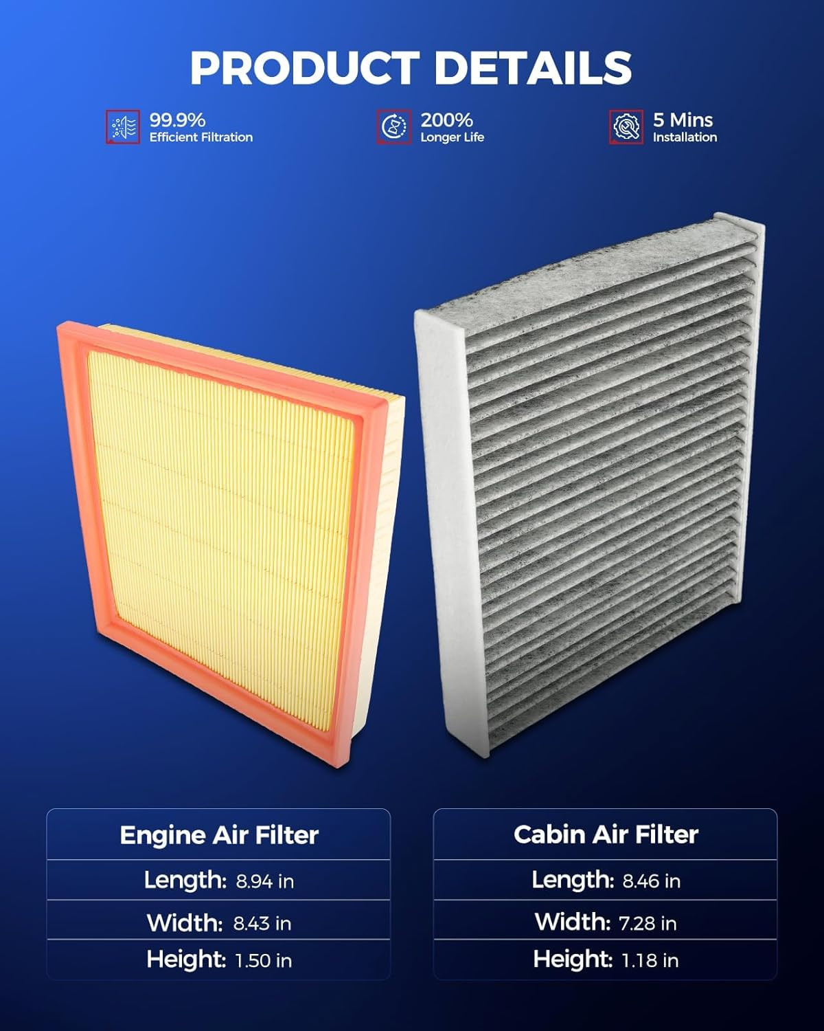 Engine & Cabin Air Filter Kit, Replacement for Subaru Outback 2020-2025, Crosstr
