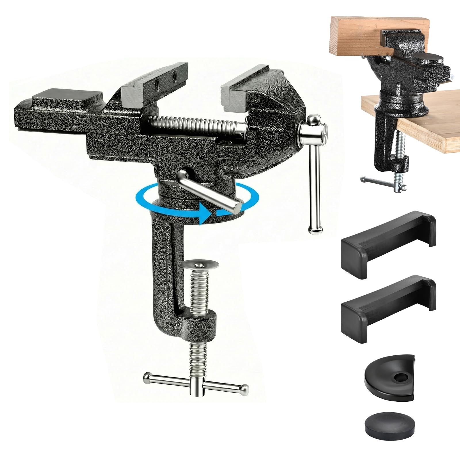 Wiselifetech Small Bench Vise 3.2 Clamp-On Light Duty Hobby Vise 360 Swivel