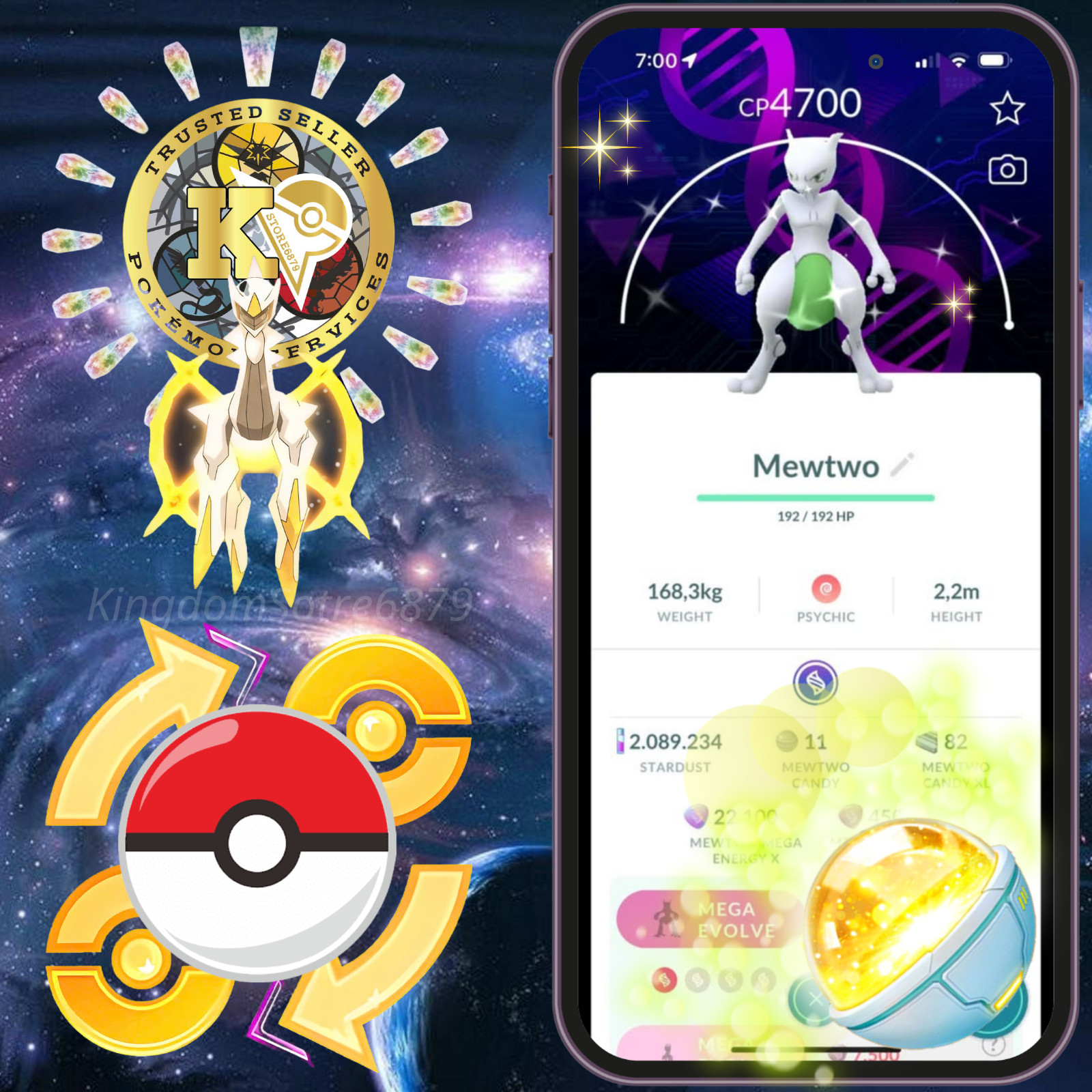 Pokémon—GO—Shiny Mewtwo Lv50—Special Background—GO Fest 2026—P.T.C—TRADE—Digital