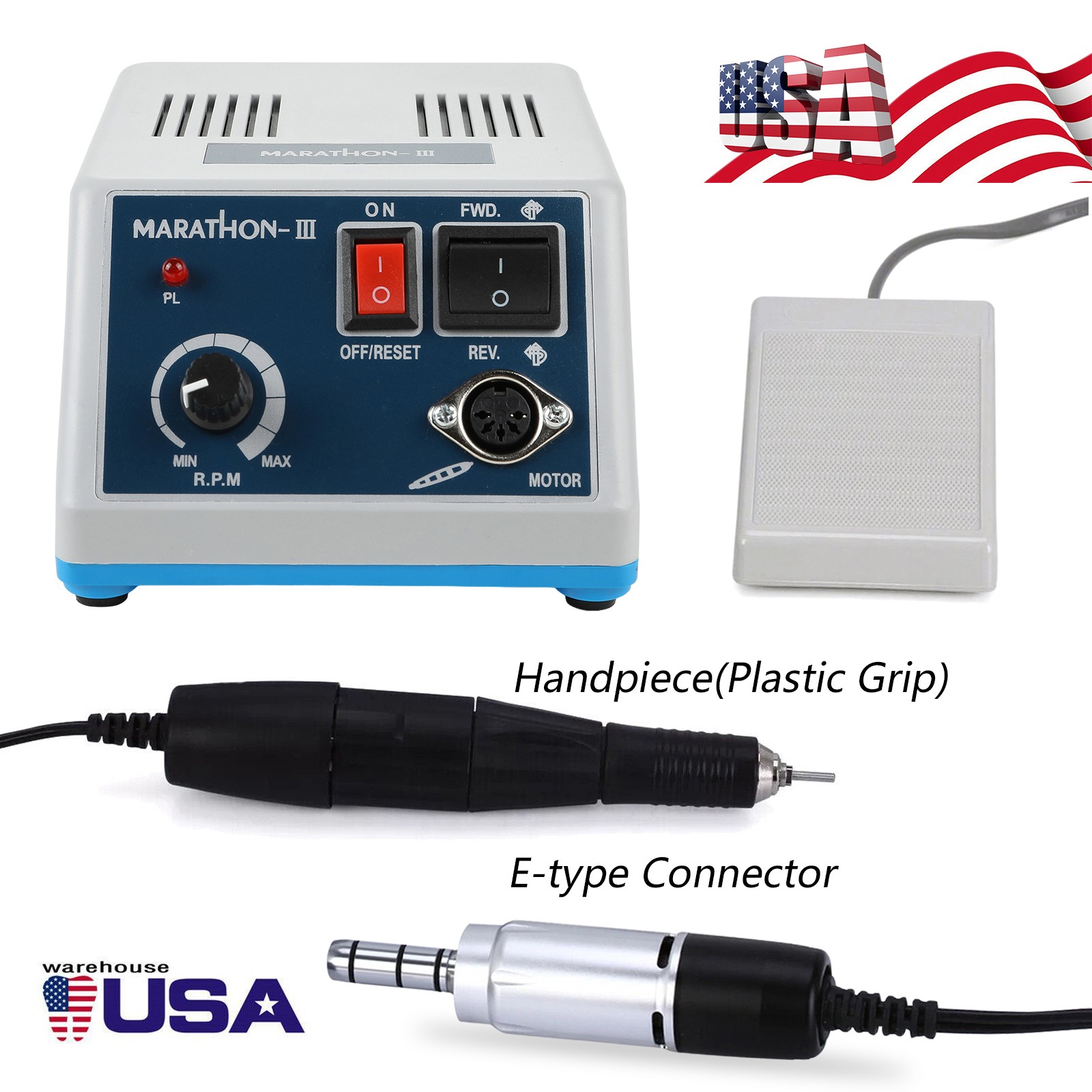 Dental Lab Marathon Electric Micromotor Polishing Unit / 35K rpm Motor Handpiece
