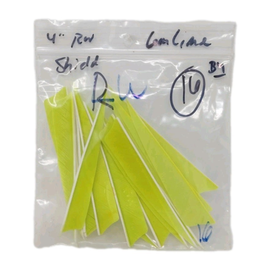 16 Count Archery Arrow Feathers 4" Right Wing Shield: Lemon Lime Green