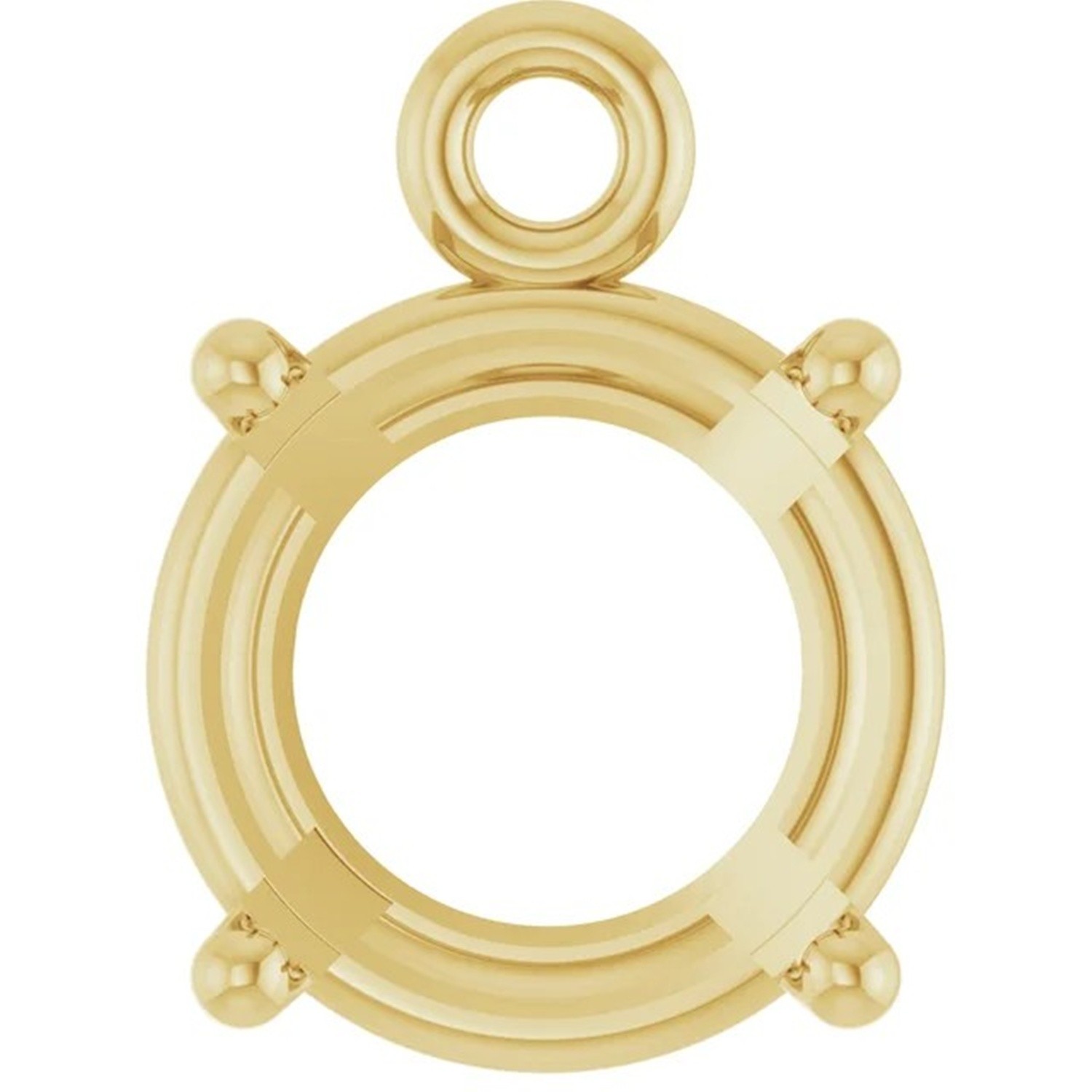 14K Yellow Gold Dangle Mounting Round Cut 4 Prong Basket Designed Setting USA