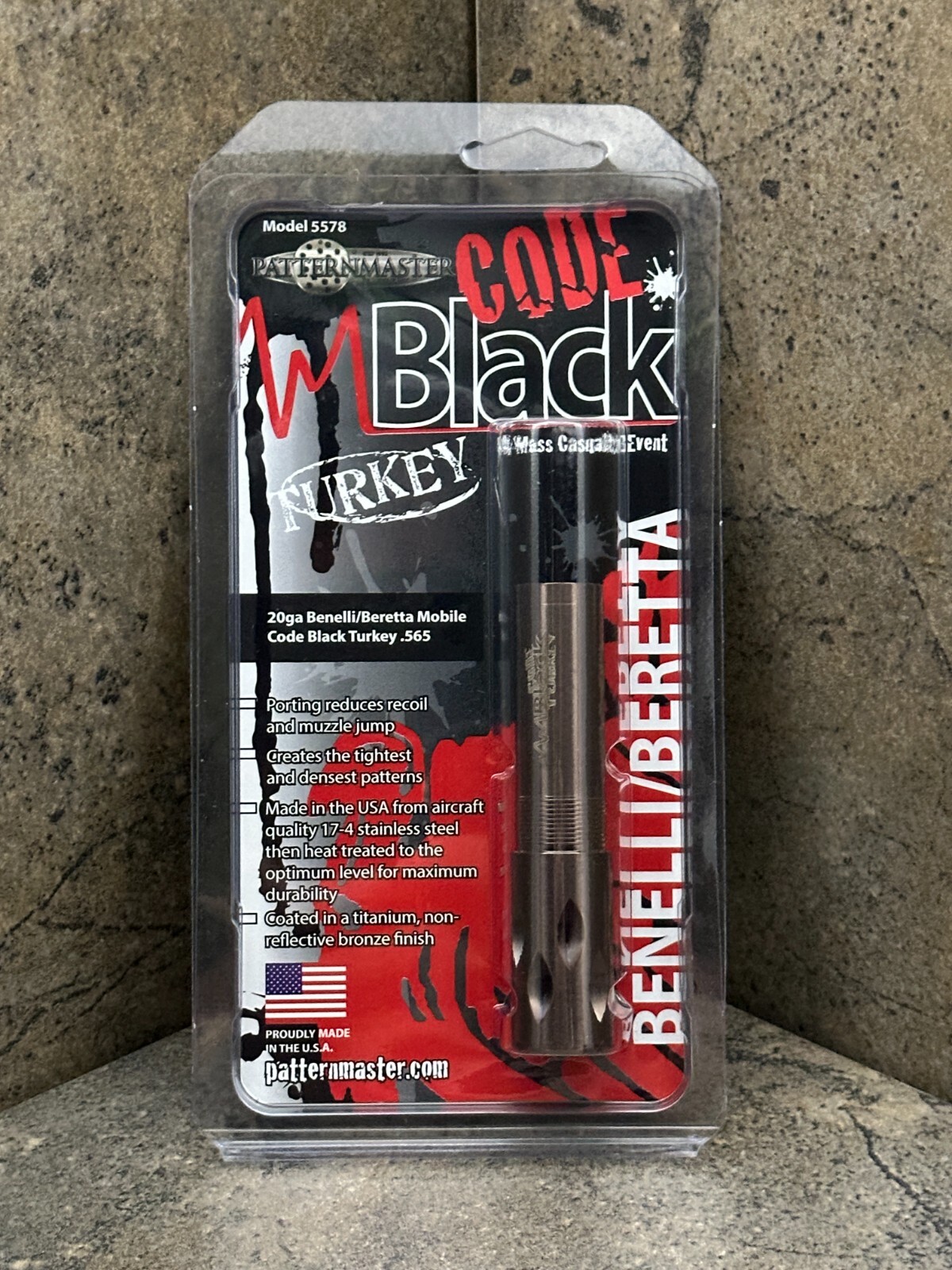 Patternmaster Code Black Turkey Choke Tube for 20ga Benelli/Beretta Mobil .565