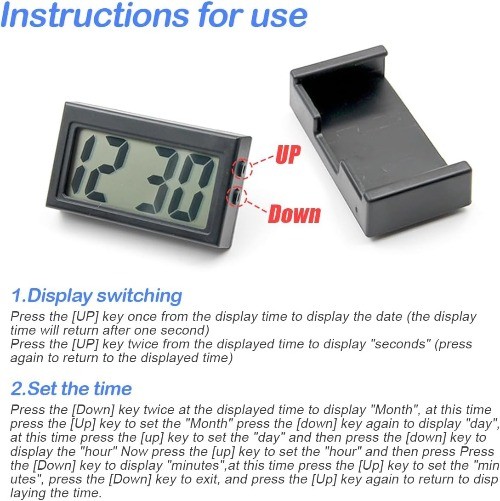 Car Dashboard Mini Digital Clock with Clear LCD Screen, Battery Ope Color: Red