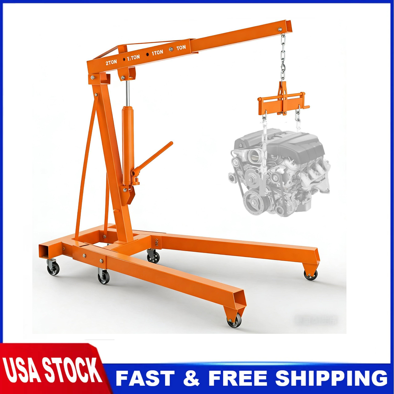 Engine Hoist with Lever Folding Cherry Picker Engine Hoist Folding Shop Crane US