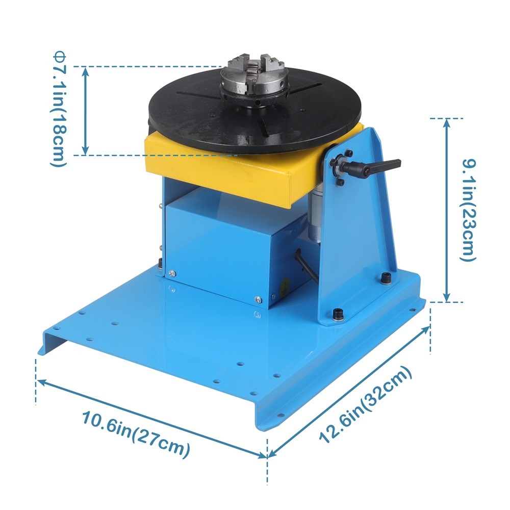 Rotary Welding Positioner 10KG Load Capacity 65mm Chuck Variable Speed Turntable