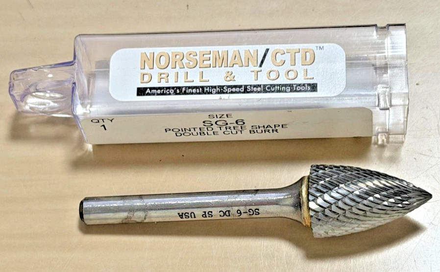 SG-6  Tree Shape 5/8" Tungsten Carbide Burr Die Grinder 1/4" USA 18819 NORSEMAN