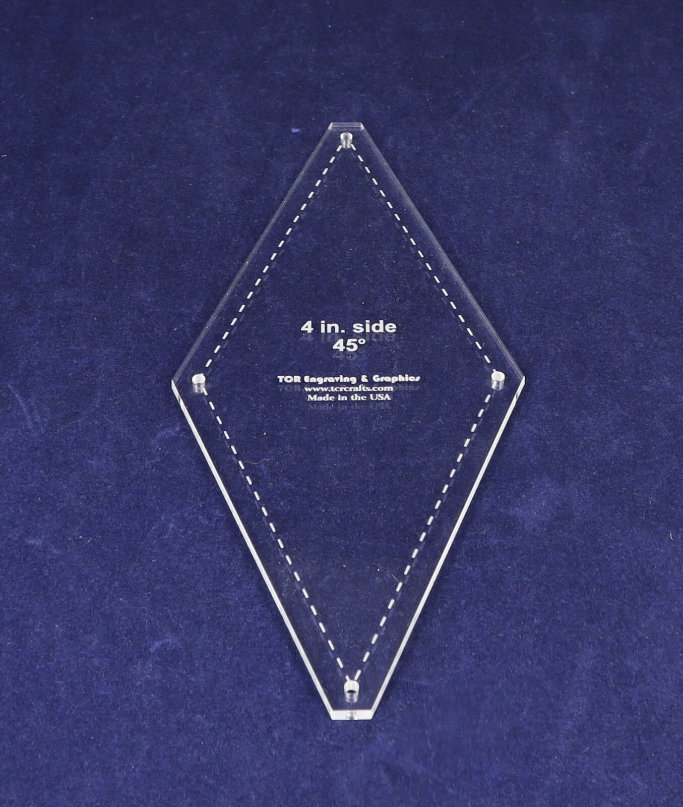 Diamond Template 4 Inch Side- Clear 1/8 Inch 45 Degree
