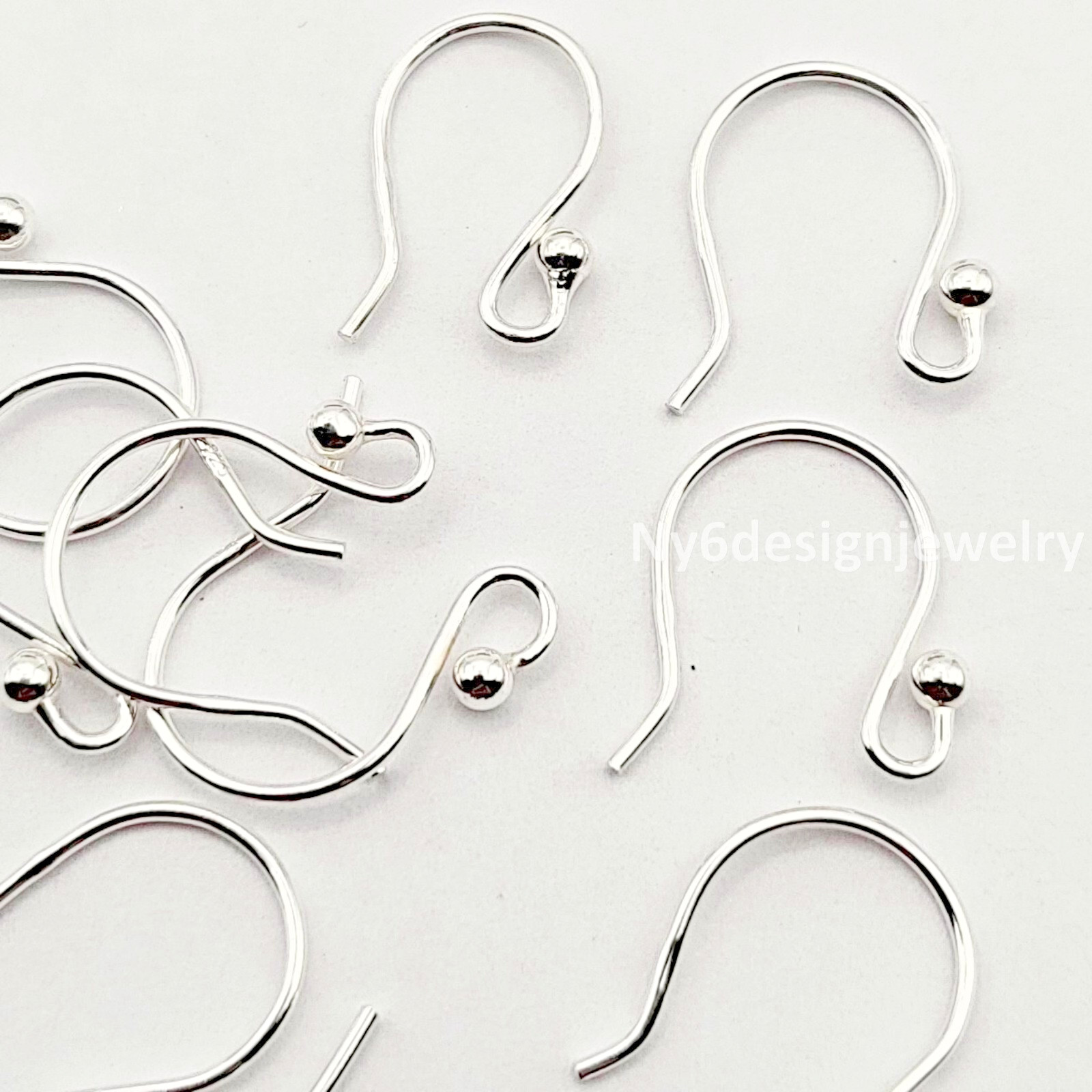10pcs Sterling Silver Circle Earwire w 2mm Ball Bead 9x14mm Earwire