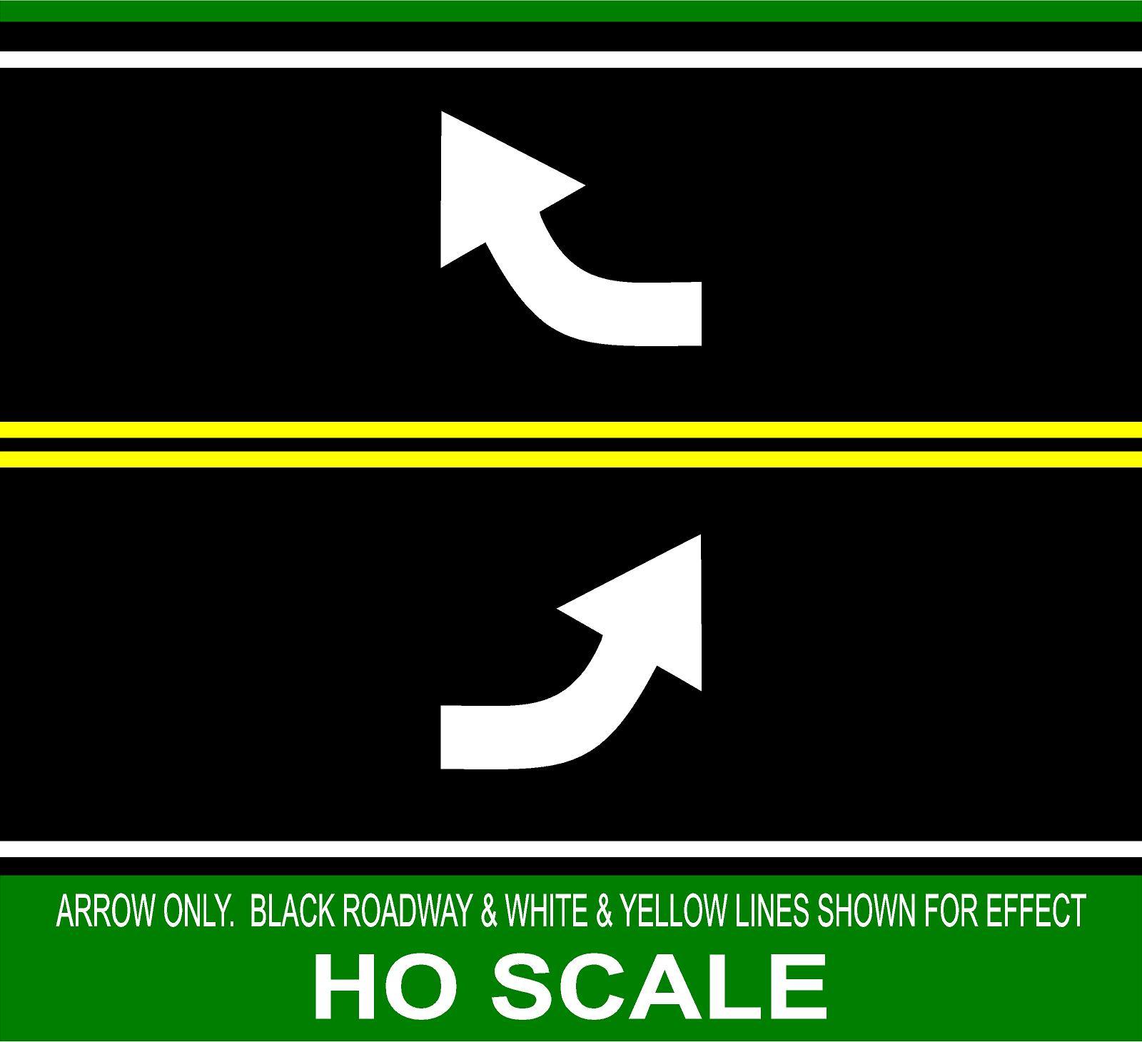 HIGHWAY STREET WHITE RIGHT & LEFT TURN ARROWS 1/87 HO SCALE TRAIN GARDEN LAYOUT