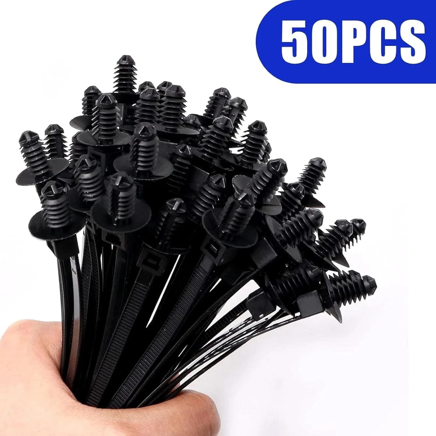 Christmas Tree Cable Ties, Universal Push Mount Cable Zip Tie Black 50 pack