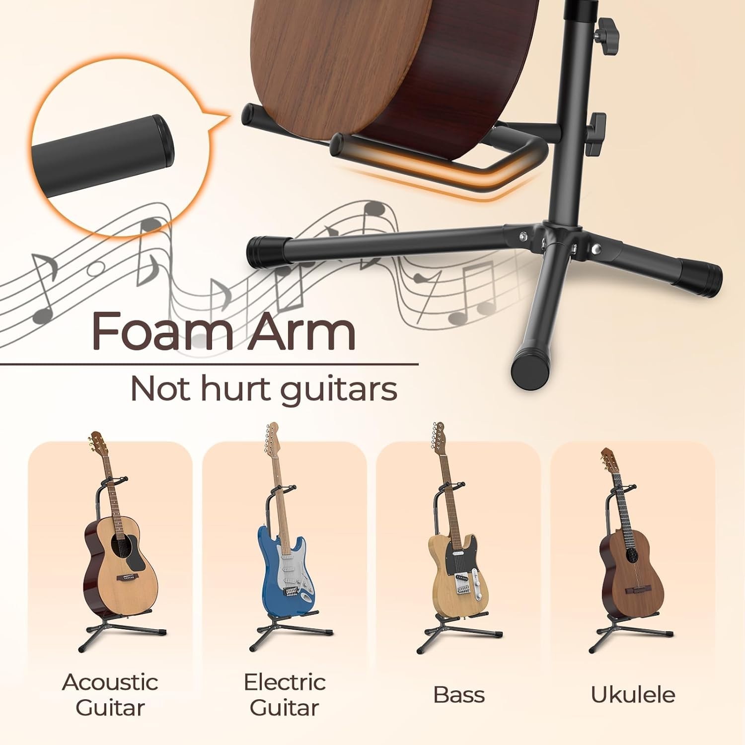 Adjustable Guitar Stand Black Folding Safe Electric Bass Classical