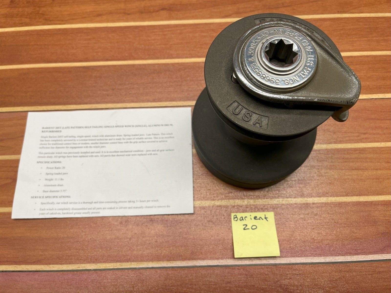 Barient 20ST Self-Tailing Single Speed Winch