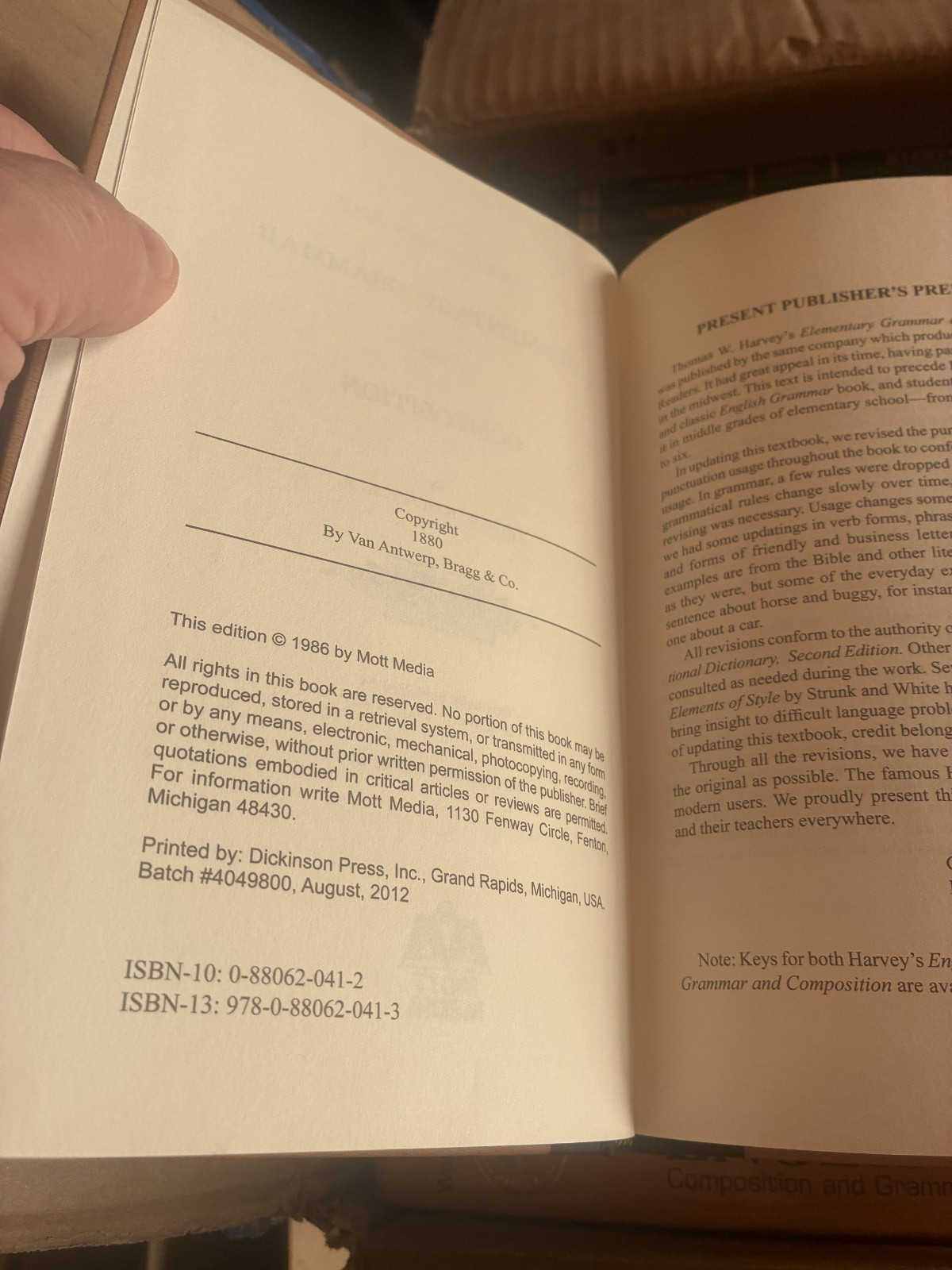 Harvey's Language Course Ser.: Elementary Grammar and Composition by Thos W....