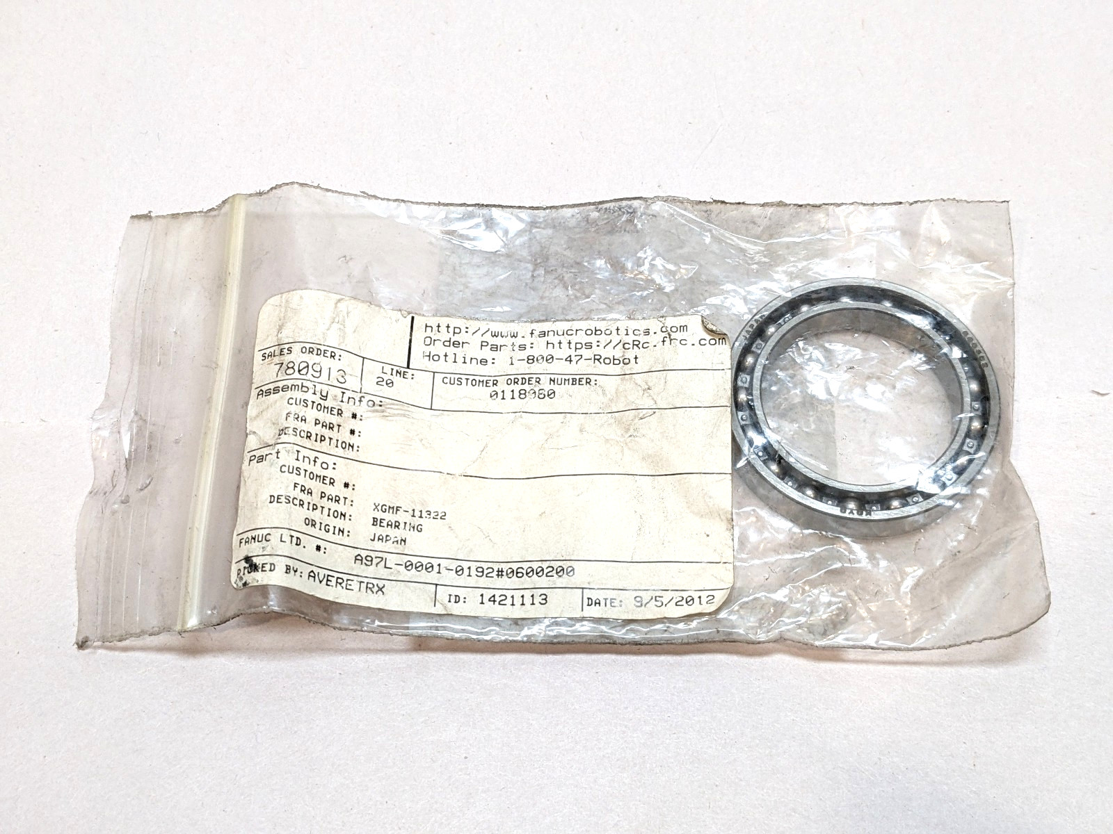 FANUC A97L-0001-0192#0600200 Bearing for LR Mate 100iB