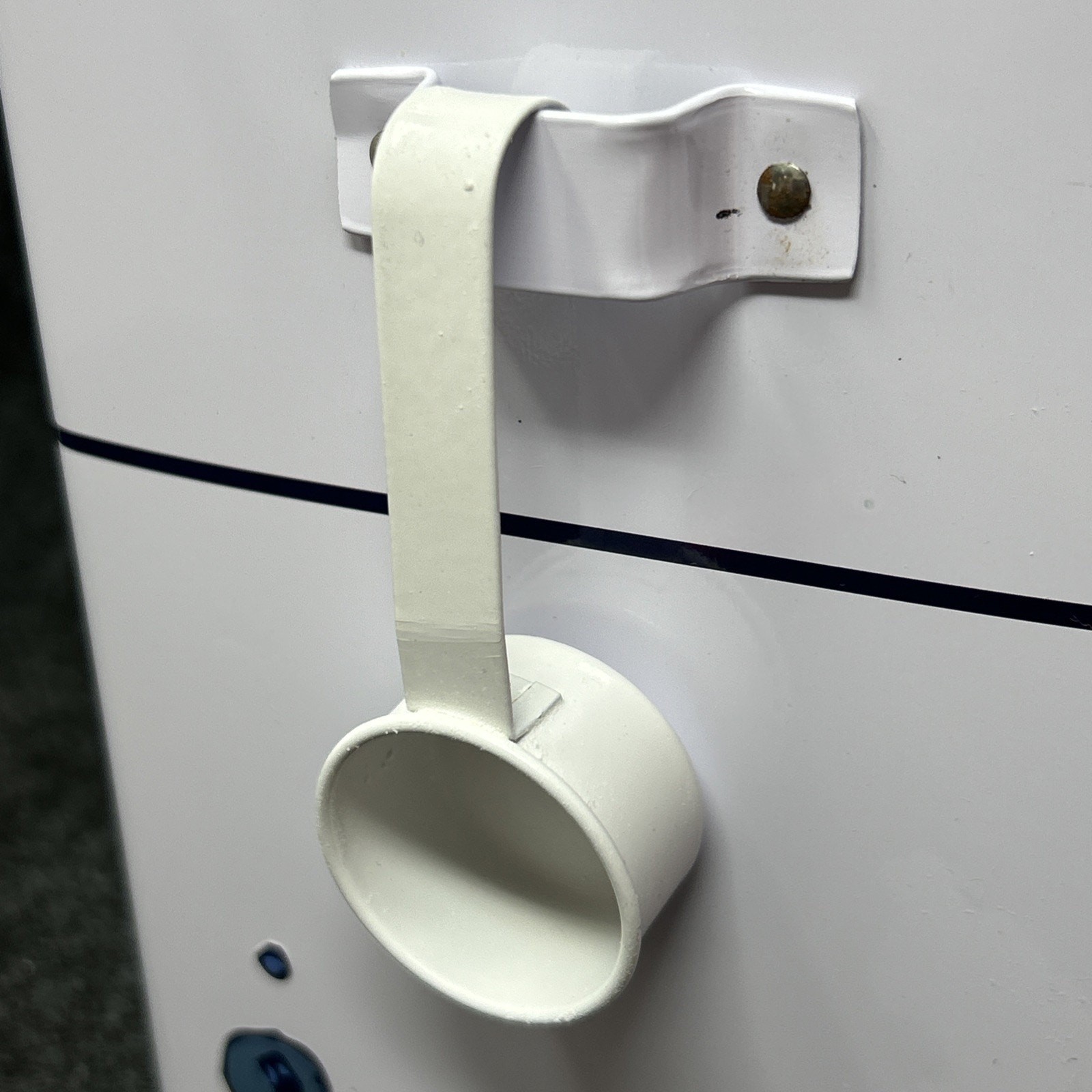 Metal Washing Machine Laundry Detergent Storage Tin Container Scoop Window White