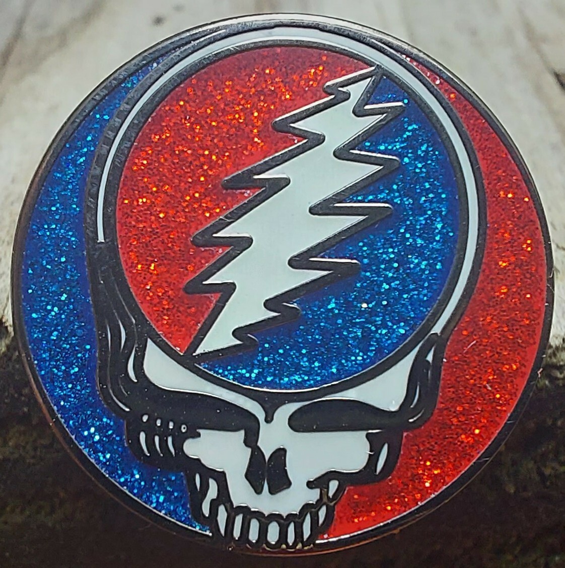 Steal Your Face Pin Glitter Grateful Dead Glow in the Dark Pin FREE SHIPPING!!!
