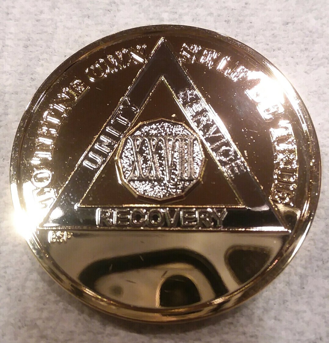 27 YEAR AA GOLD/SILVER Tone Bi-Plated Alcoholics Anonymous CHIP COIN MEDALLION