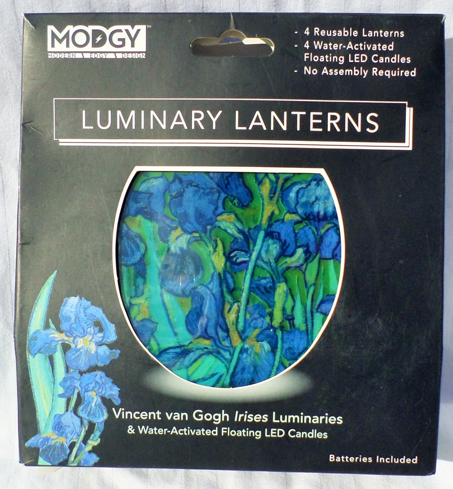 MODGY VINCENT VAN GOGH IRISES LUMINARY LANTERNS REUSABLE PLASTIC LANTERNS 6 X6.5