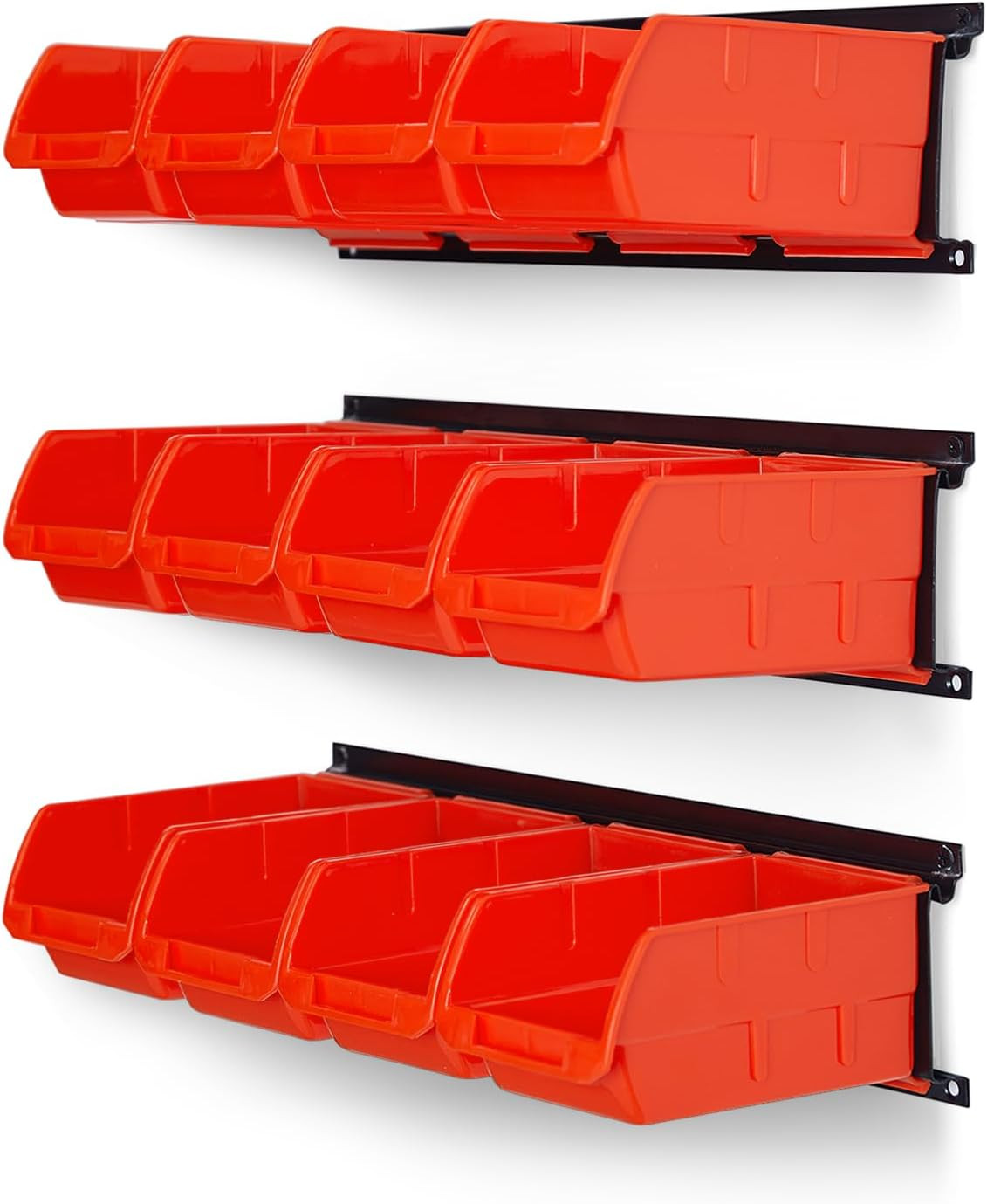 Wall Mounted Storage Bins, Plastic Hanging Storage Organizer Bins, Garage Tool S