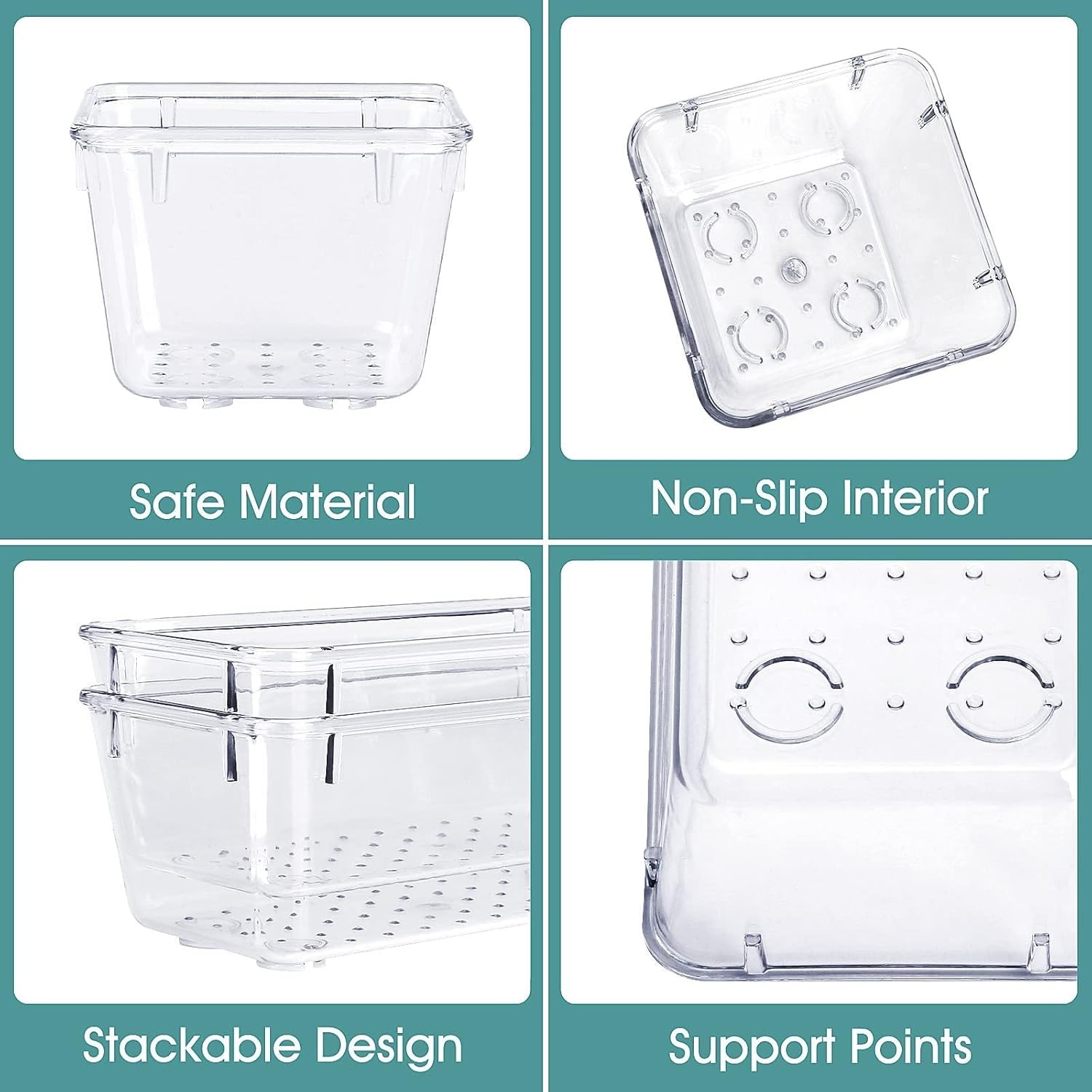 WOWBOX 25 Pcs Clear Plastic Drawer Organizer Set in 4 Sizes for Kitchen, Office