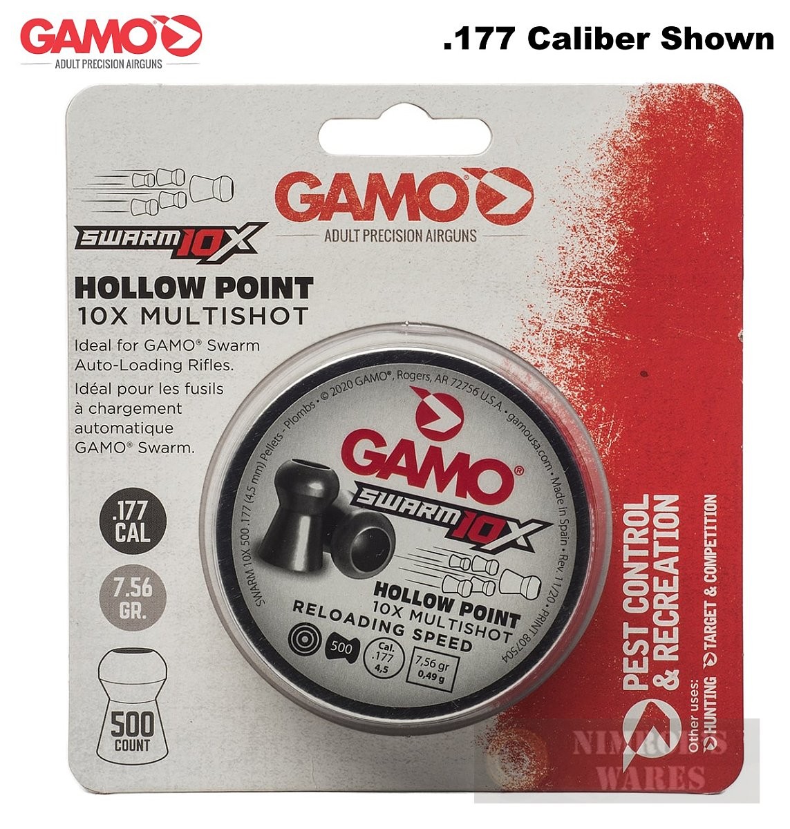 Gamo SWARM 10X .22 PELLETS Hollow Point 250-Pk 6322547BL54 FAST SHIP