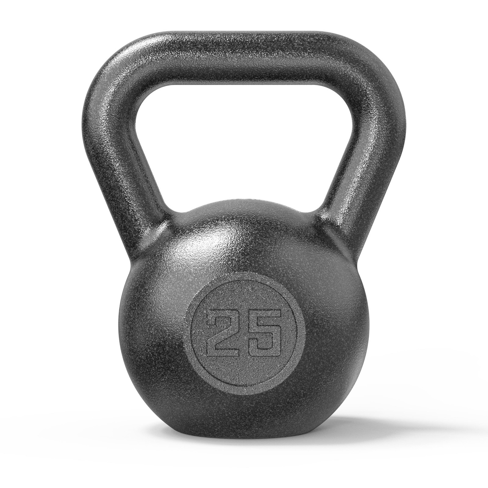 25lb Kettlebell, Casting Iron, Durable Black Hammertone Finish, Black