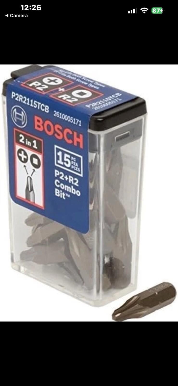 15 Pcs Bosch P2R2 Combo Bit - for Phillips, Square Drive and Combination Head