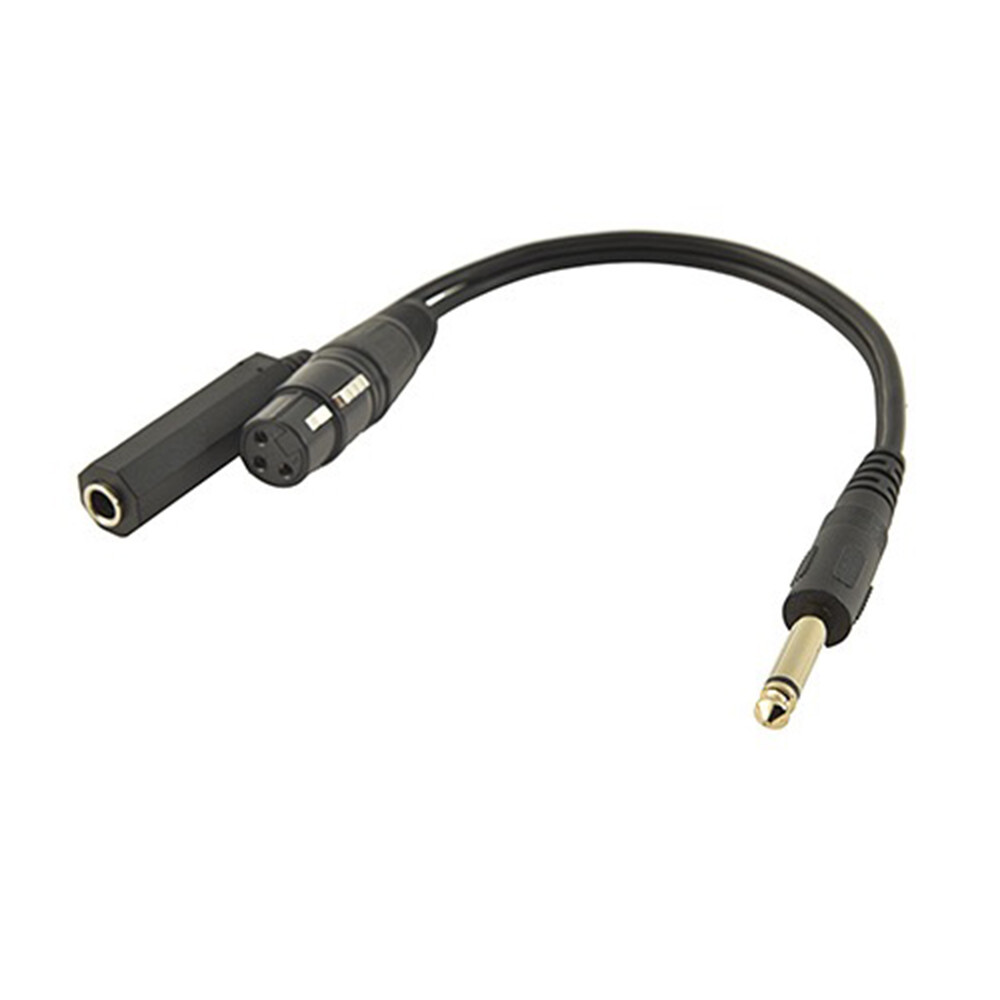 6.35mm TS 1/4" Male Mono to Female + XLR 3 Pin Female Y Splitter Adapter Cable