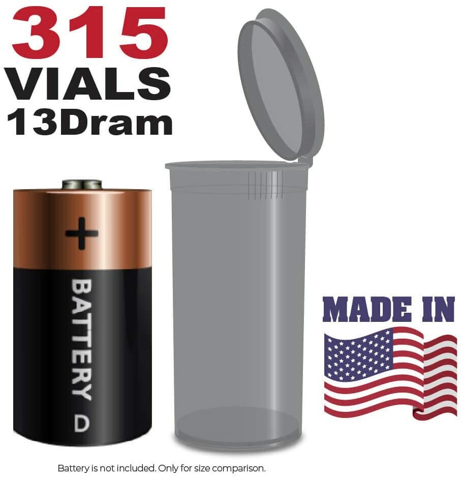 315 Translucent Smoke Vials - 13 DRAM Pop Top Bottle - Smell Proof Containers