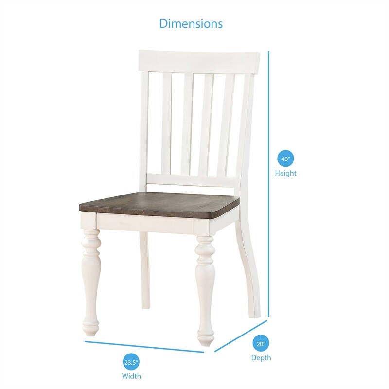 Bowery Hill Farmhouse / Country Two-tone Ivory and Dark Oak Side Chair