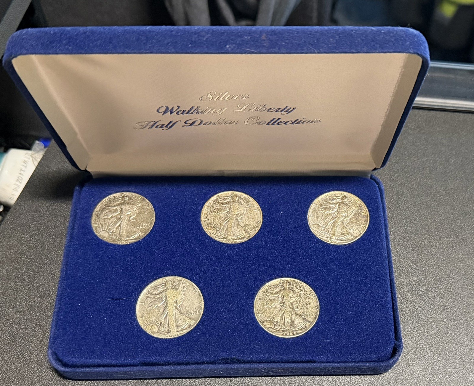 American Historic Society 90% Silver 1941-1945 5-Walking Liberty Half Dollars