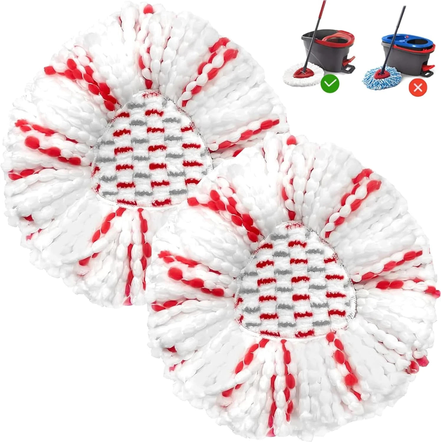 2 Pack Mop Heads Replacements - 40% More Cleaning Power, Spin Mop Heads Replacem