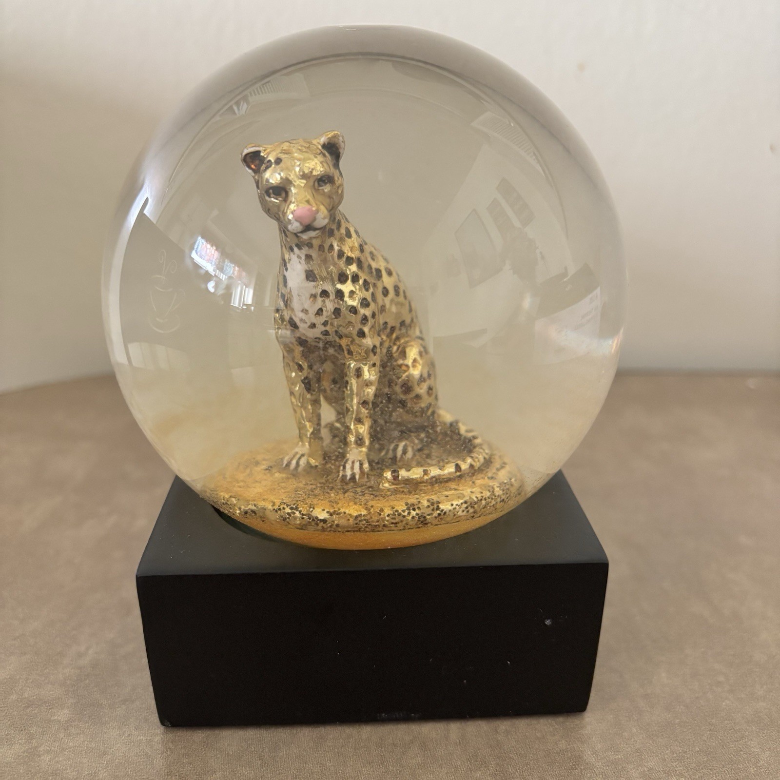 Cheetah Glitter Globe With A Flurry Of Gold glitter by CoolSnowGlobes