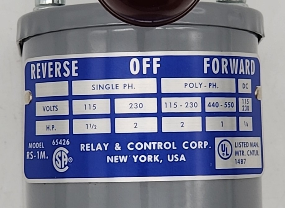 Motor Reversing Drum Control Relay And Control Corp RS-1M.