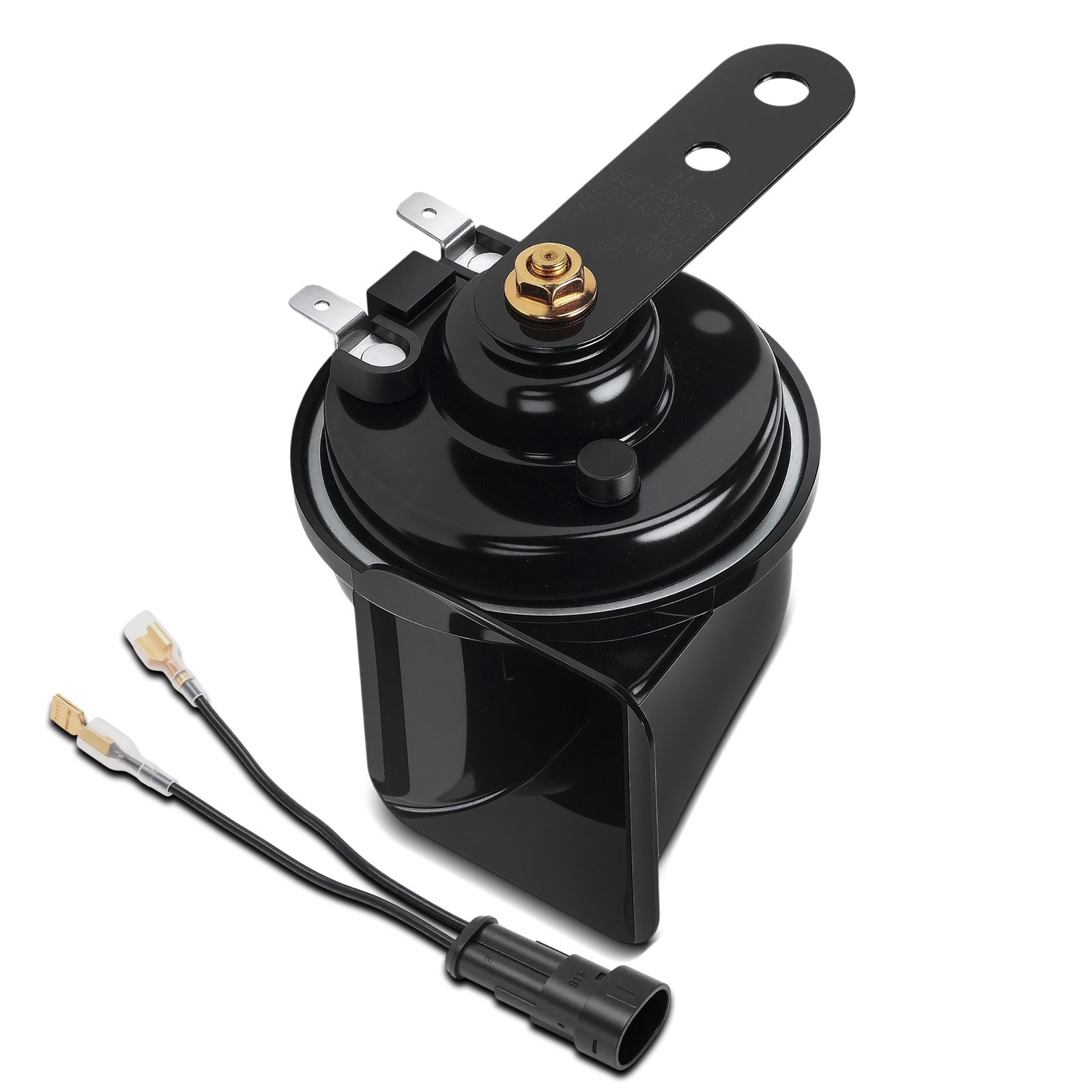 80 mm Black Snail Horn with Wire Connector for Jaguar ABS Plastic 110 dB 12 V
