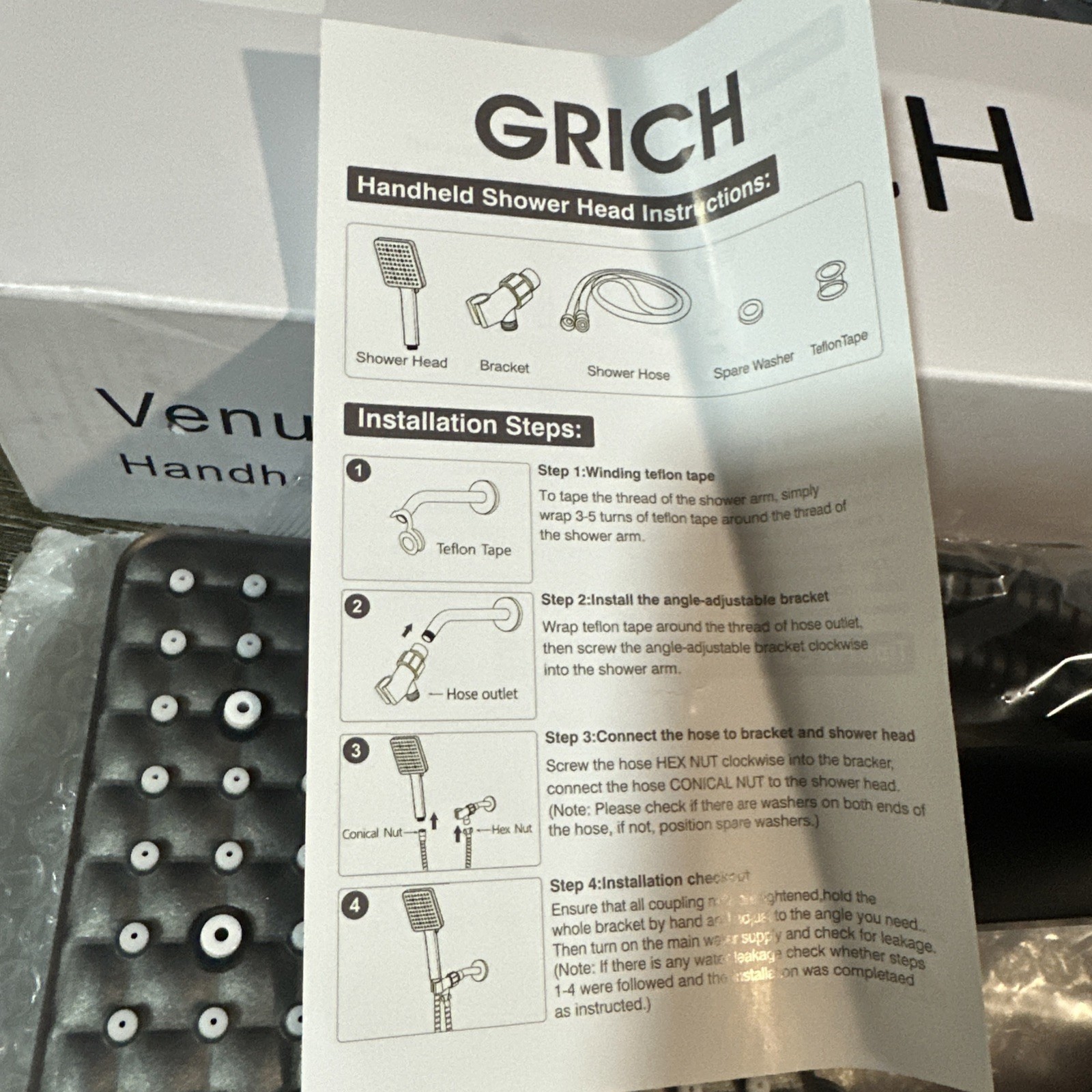 GRICH Venus Handheld Shower Head NEW Matte Black