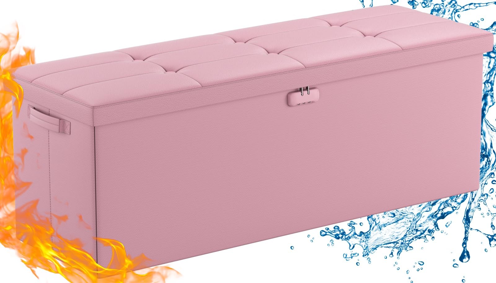 Storage Ottoman, Fireproof Folding Bench with Lock(15”x 43”x15”), Water-Resis...
